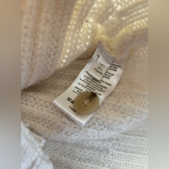 Anthropologie Deep-V Cardigan Sweater Wool Blend In Ivory Size L - Picture 10 of 12